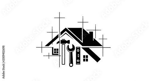 House construction tools logo design.
