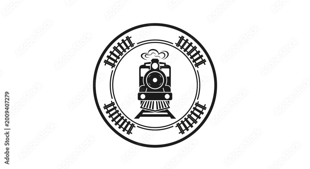 Fototapeta premium Vintage Steam Train Locomotive Icon Design.