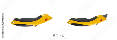 Foto Segmented blade or snap-off blade utility knife isolated on white background