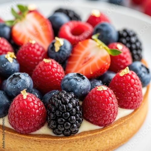 Delicious Fresh Berry Tart with Creamy Filling and Golden Crust.