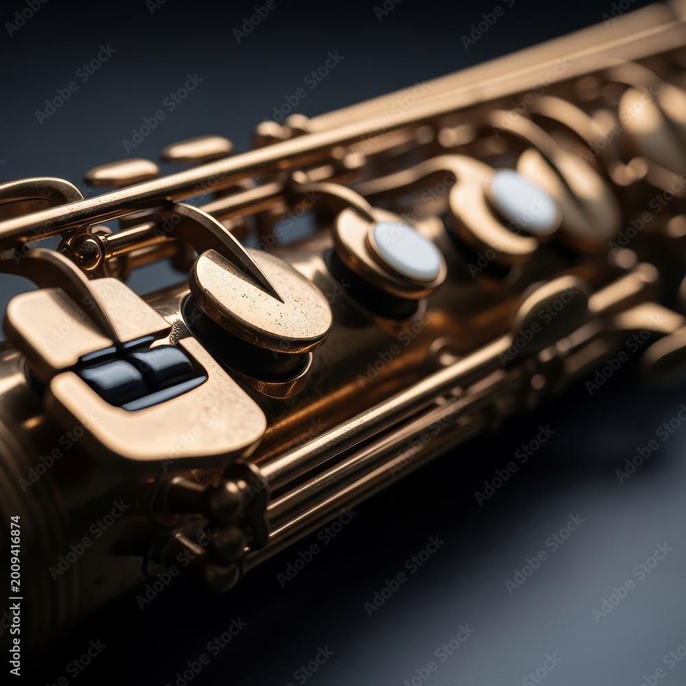 Obraz premium An artistic close-up of a woodwind instrument in motion with dramatic blur and cinematic shadows creating a deep and moody atmosphere, blur, professional, macro