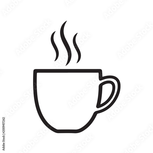 Tableau sur toile A simple drawing depicts a steaming mug suggesting warmth and refreshment