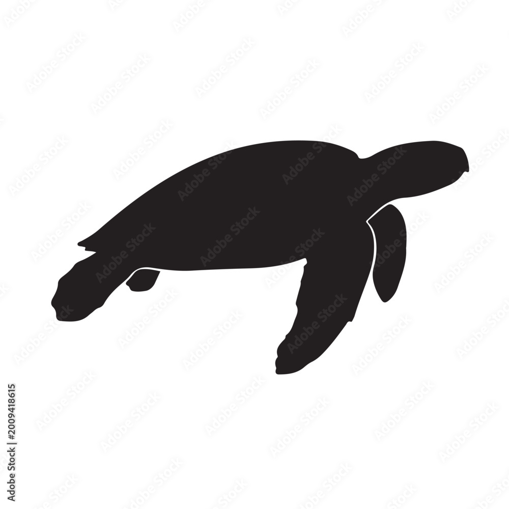 Fototapeta premium Simple Black Silhouette Of Turtle Isolated On White Background Illustration Vector