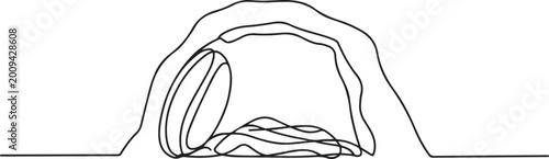Photos The Lord's tomb, Christ is risen, hand drawn outline image on a white background