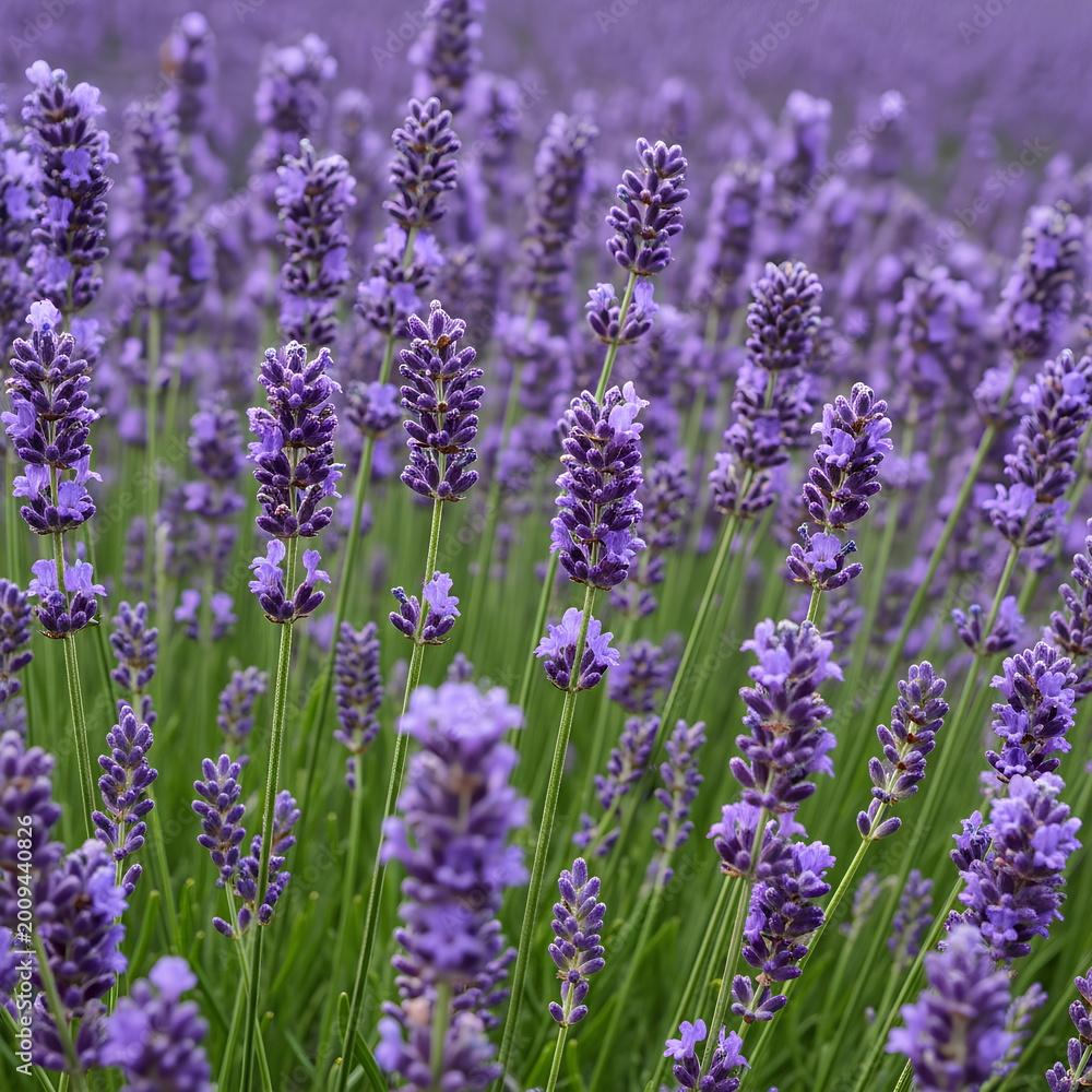Fototapeta premium Closeup of vibrant lavender field in full bloom capturing natural beauty.