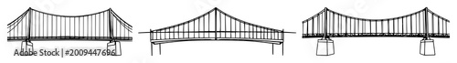 Photos Bridge set with simple black line art design featuring architecture, structure,
