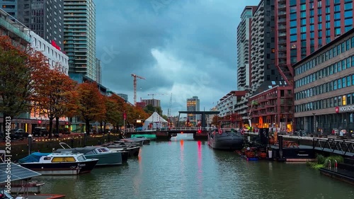 Street architecture in Rotterdam, South Holland, Netherlands October 18, 2025. High quality 4k footage