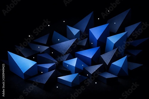Abstract Blue Geometric Shapes 3D Illustration Design