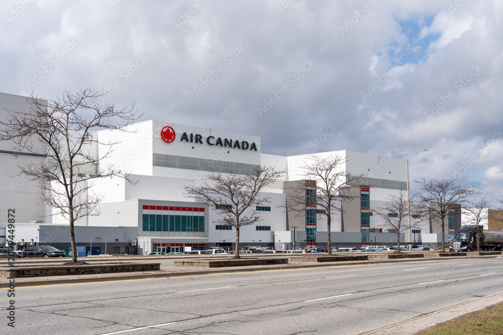 Obraz premium Mississauga, Ontario, Canada - April 3, 2026: Air Canada Technical Operations building located on Airport Road near Toronto Pearson International Airport in Mississauga, Ontario. 