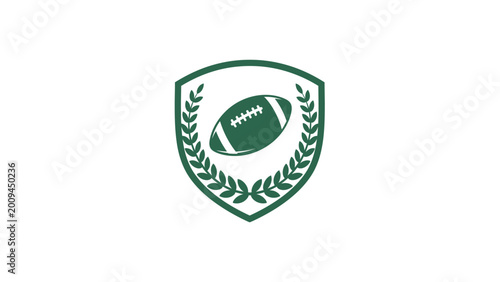 American Football Shield Emblem with Laurel Wreath