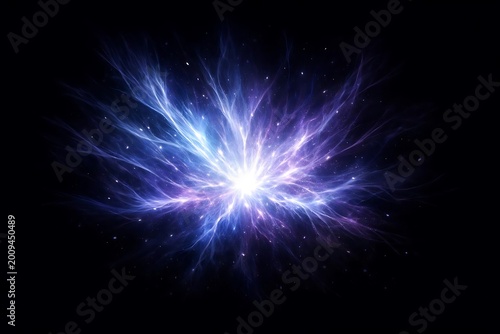 Stunning Cosmic Explosion in Space with Blue Lights