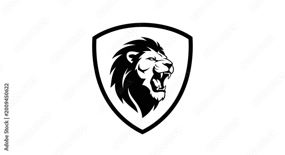 Fototapeta premium Lion head logo with mane.