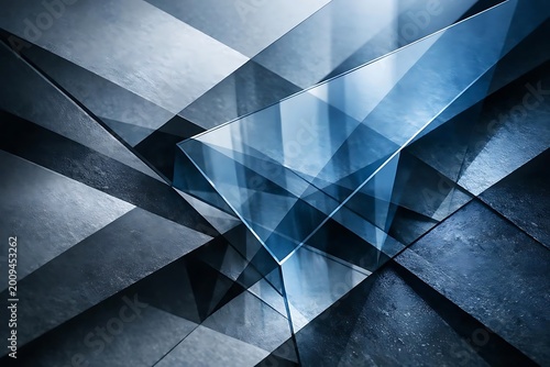 Abstract Geometric Shapes in Blue and Black