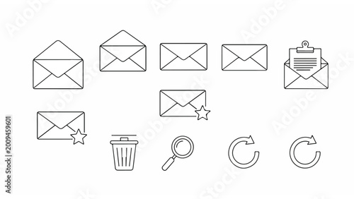 Photos Emails and communication icons set.
