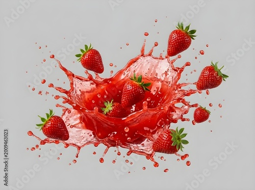 strawberry falling into water
