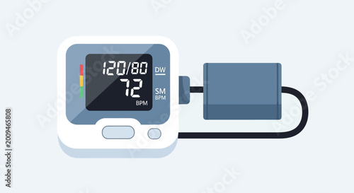 Obraz na płótnie Digital blood pressure monitor displaying readings for systolic, diastolic, and pulse