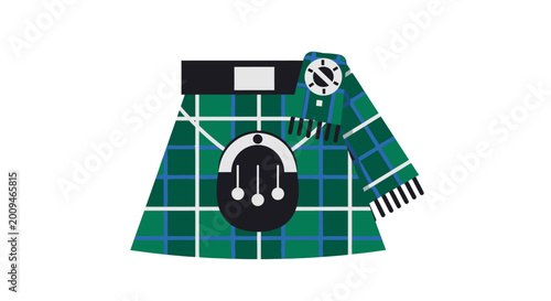 Foto Scottish kilt with tartan pattern and sporran