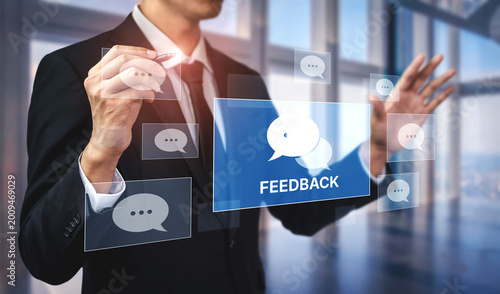 Bilde på lerret Customer or business team feedback system highlighting comments, opinions, evalu