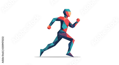 Fotografie Abstract Geometric Runner Figure in Motion.