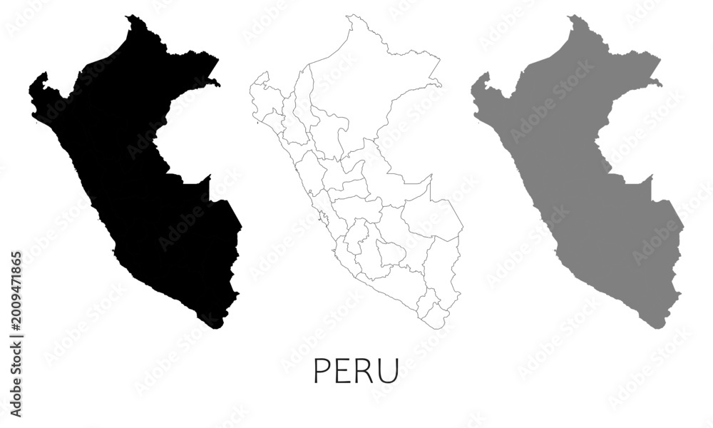 Fototapeta premium Peru map in high quality (black, white, grey)