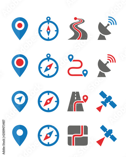 Navigation and Location Icons Set.