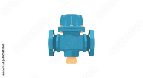 Industrial Blue Water Pressure Control Valve Vector Art
