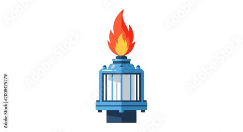 Industrial Gas Flare Illustration with Orange Flame