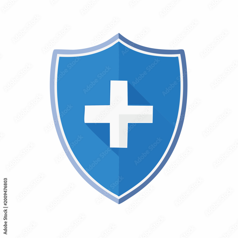 Obraz premium Blue Shield with White Cross Icon