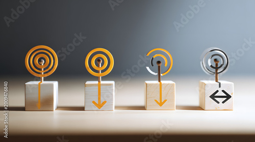 The concept revolves around aligning purpose with inner motivation and strategic direction symbols, authentic leadership, value-driven decision making, and copy space.