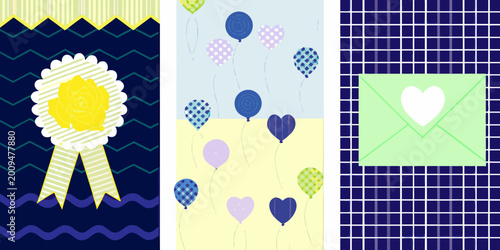 Quadro su tela Award rosette with ribbons vector illustration on dark blue background