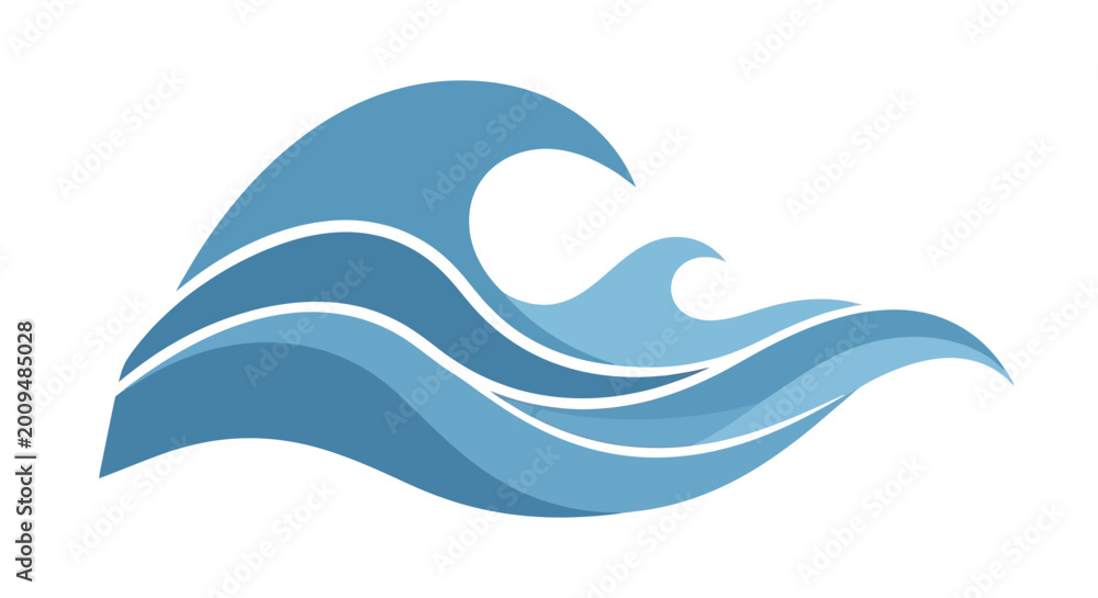 Fototapeta premium Blue wave graphic design element ocean.
