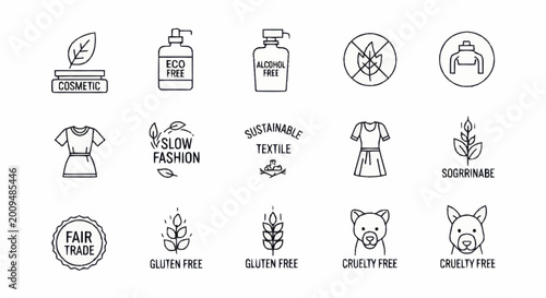 Fotografía Collection of eco friendly and sustainable product icons.