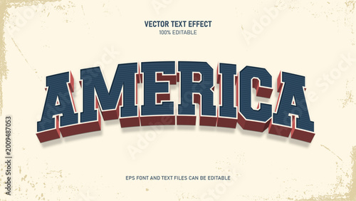 America text effect, memorial day retro vintage text effect