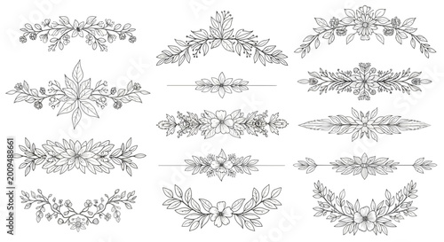 Vintage floral line dividers set.