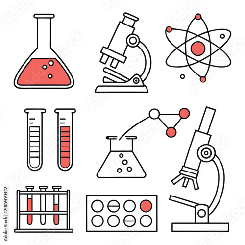 Science Vector Icons Lab Equipment Set