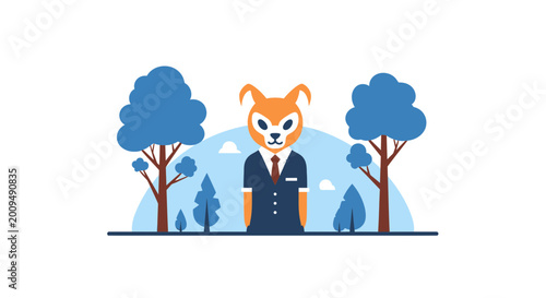Vector illustration of a professional fox character in a suit