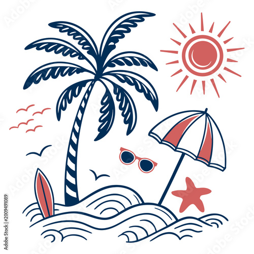 Summer Beach Icon Set Vector Collection