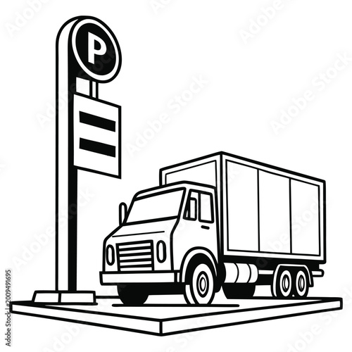 Truck Parking Icon Symbol Vector Set
