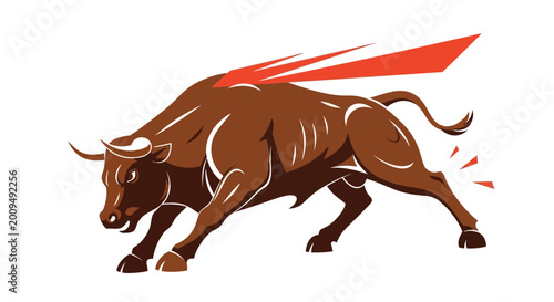Foto Aggressive Bull Charging Forward