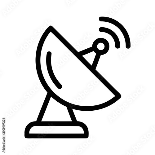 Schilderij op canvas Simple Line Art Satellite Dish Antenna Receiving Signal Icon Symbol