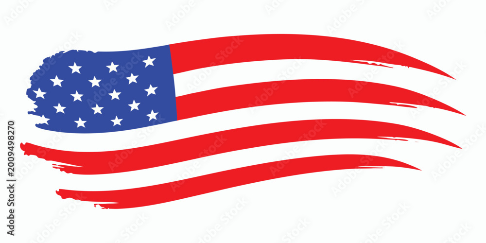 Obraz premium Wavy grunge american flag vector illustration for patriotic design