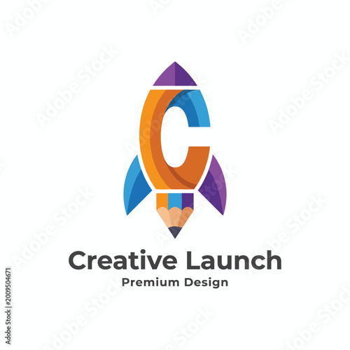 Free Download This logo showcases a colorful rocket symbolizing innovation and creativity, perfect for agencies looking to launch new ideas or projects in the design industry. - GFXLoad
