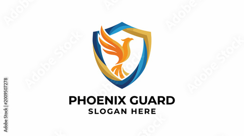 This logo features a phoenix emerging from a shield, representing strength and protection, ideal for security services and brands emphasizing resilience. Free Download This logo features a phoenix emerging from a shield, representing strength and protection, ideal for security services and brands emphasizing resilience. - GFXLoad