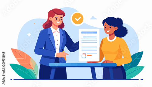 Professional consultant explaining important document details to a client, leading to a successful agreement or contract signing, symbolizing mutual understanding and collaboration