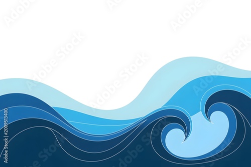 Blue water sea waves abstract vector background. Water wave curve background, line ocean banner illustration
