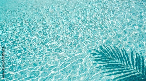 Crystal Clear Pool Water with Palm Leaf Shadow