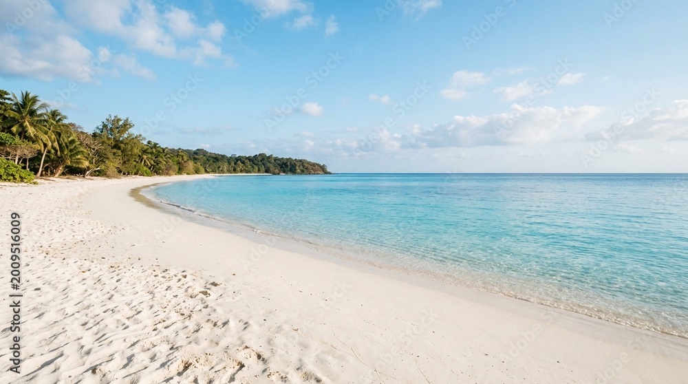 Fototapeta premium Tropical Paradise Beach with Crystal Clear Waters and White Sand