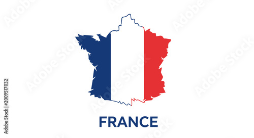 Bild auf Leinwand France Map Silhouette with Flag Colors and Text