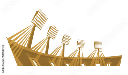 Tableau sur toile Golden stadium illustration a modern sports venue with towering floodlights
