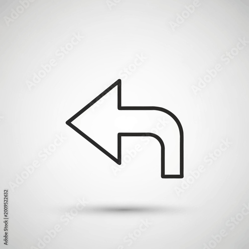 Simple Black Arrow Icon Pointing Left with Curved Tail.